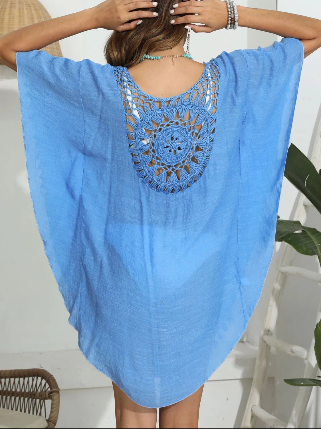 Tassel Crochet Round Neck Cover-Up -