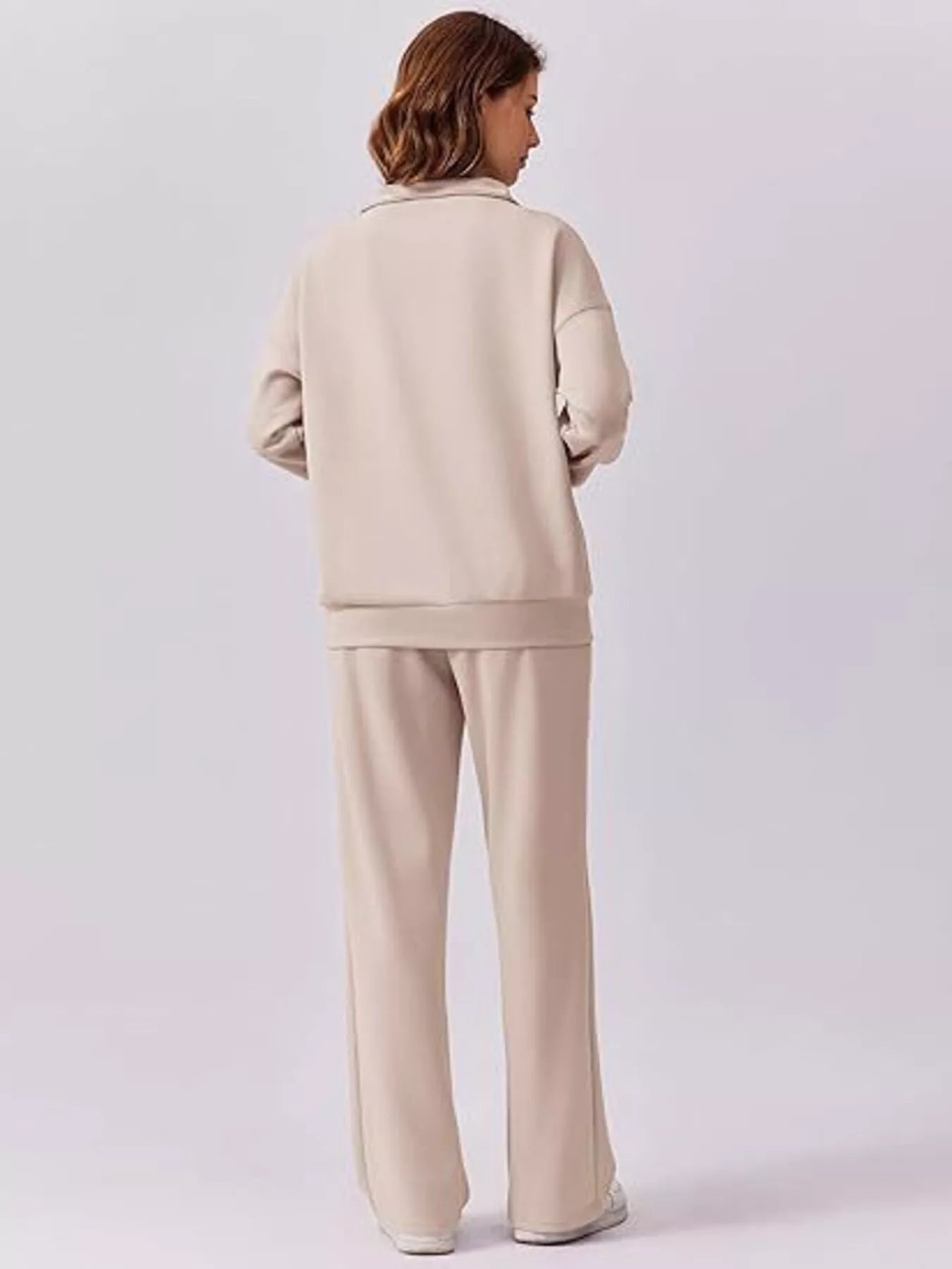Relaxed Fit Quarter-Zip Top and Pants Set -