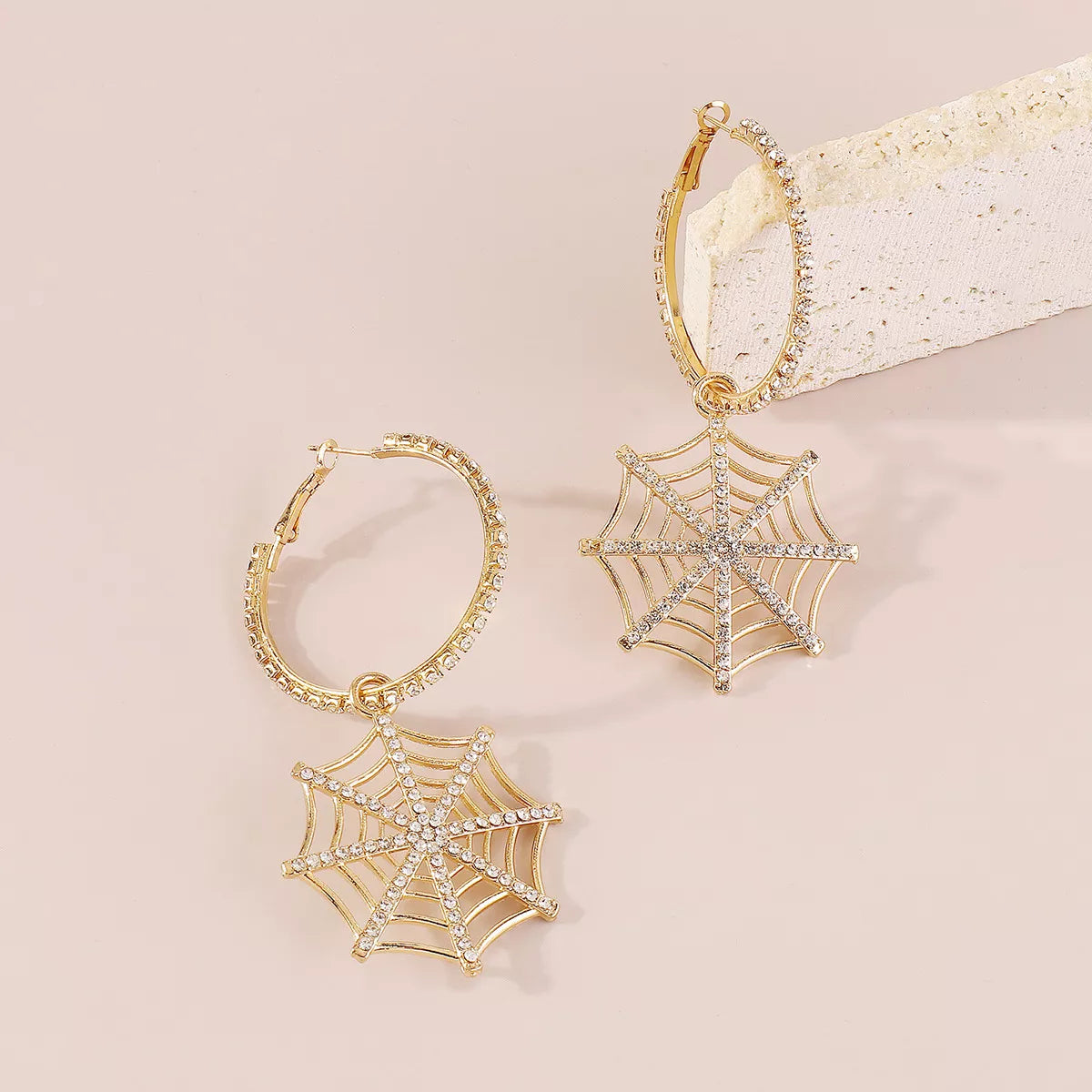 Spider Web Dangle Hoop Earrings -