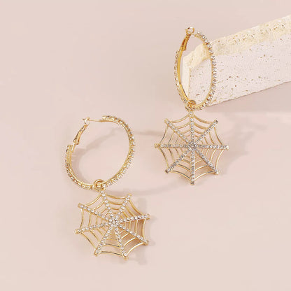 Spider Web Dangle Hoop Earrings -