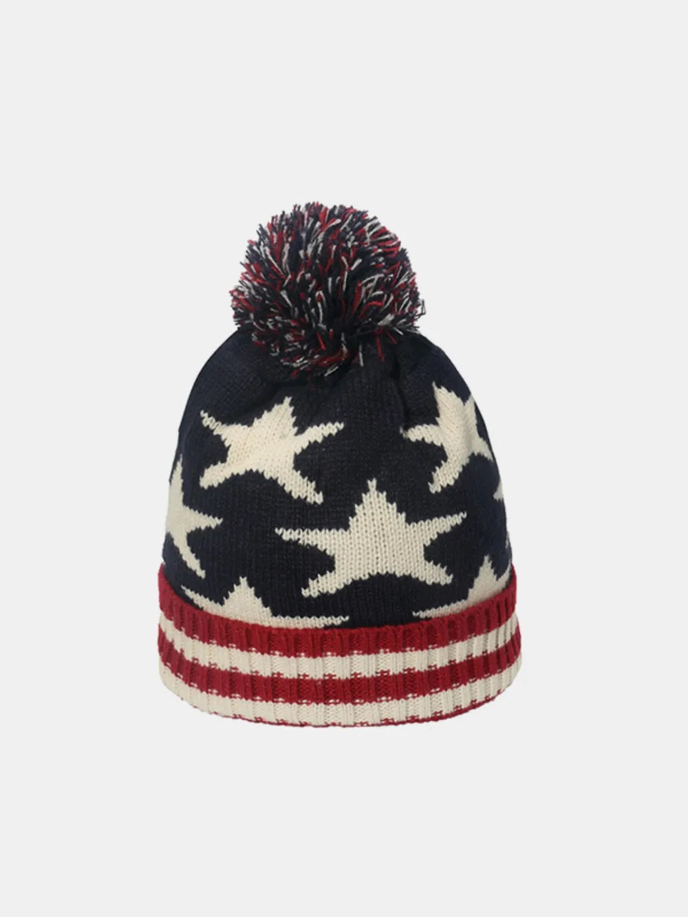 Roll Rim US Flag Knit Hat - Style D One Size