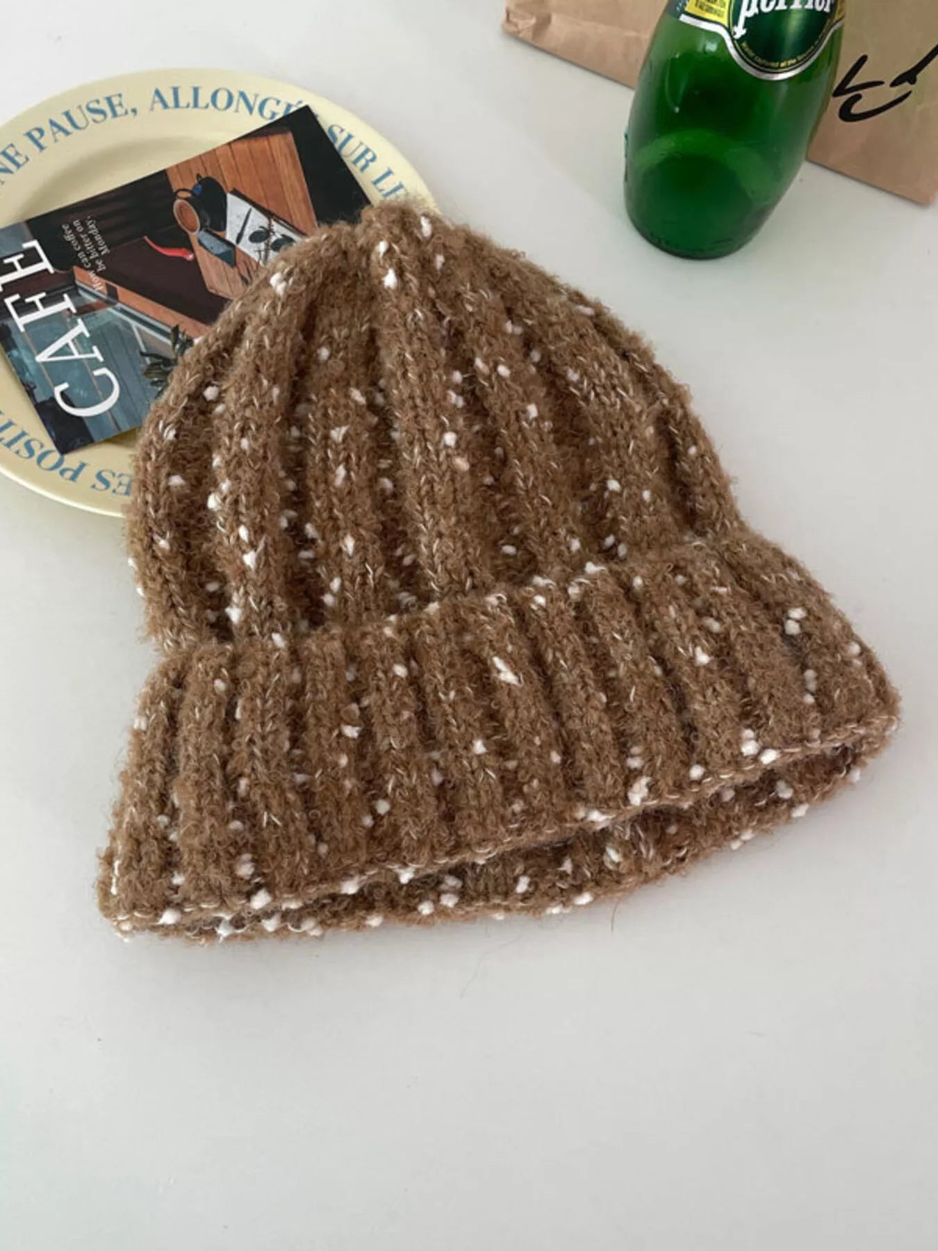 Knitted Beanie Hat - Camel One Size