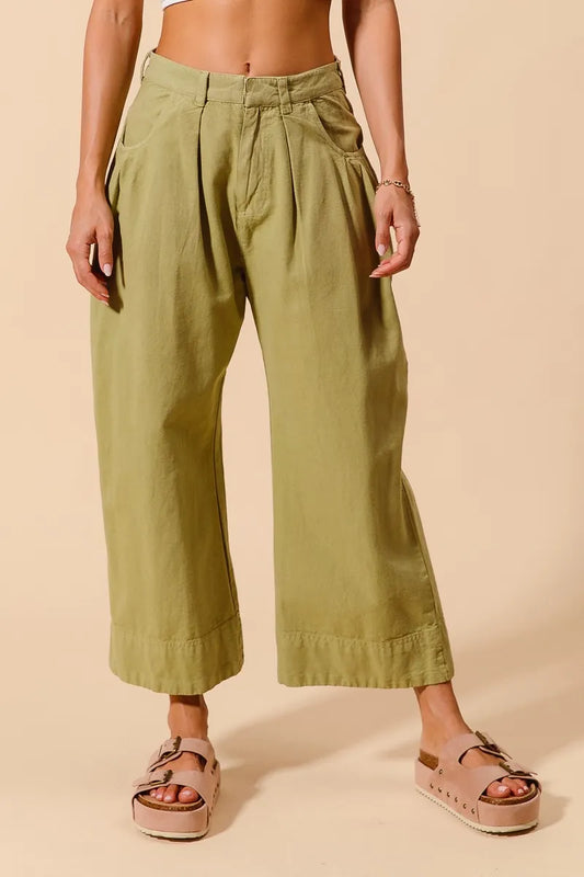 Mid Rise Wide Leg Chino Pants -