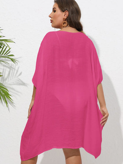 Crochet Trim V-Neck Beach Cover-Up Dress -