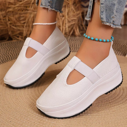 Round Toe Platform Slip-Ons -