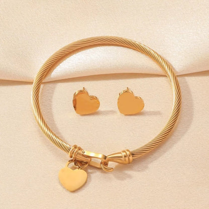 Heart Earrings and Bracelet Jewelry Set -