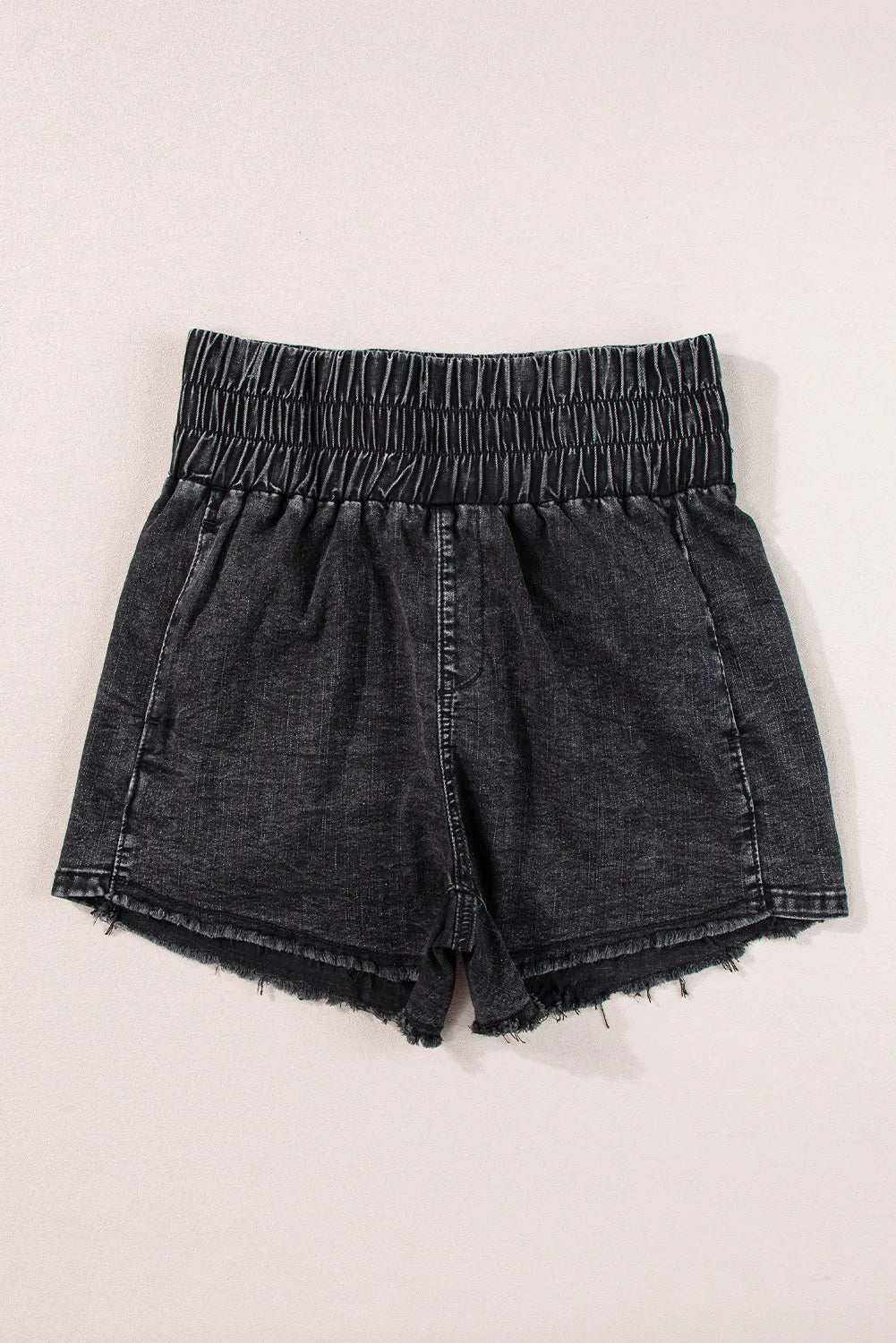 High Waist Raw Hem Denim Shorts -