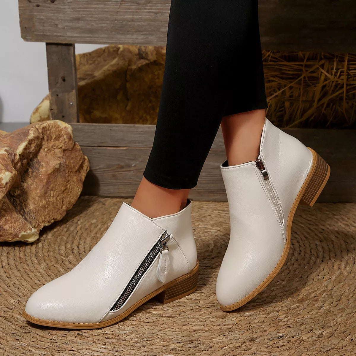 Block Heels Ankle Boots -