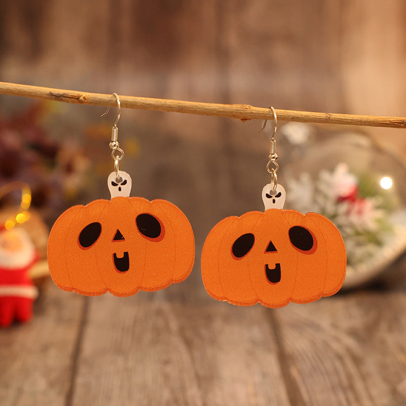 Acrylic Alloy Pumpkin Shape Earrings - Tangerine One Size