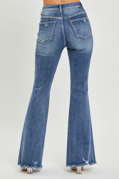 High Waist Distressed Fare Jeans - Medium