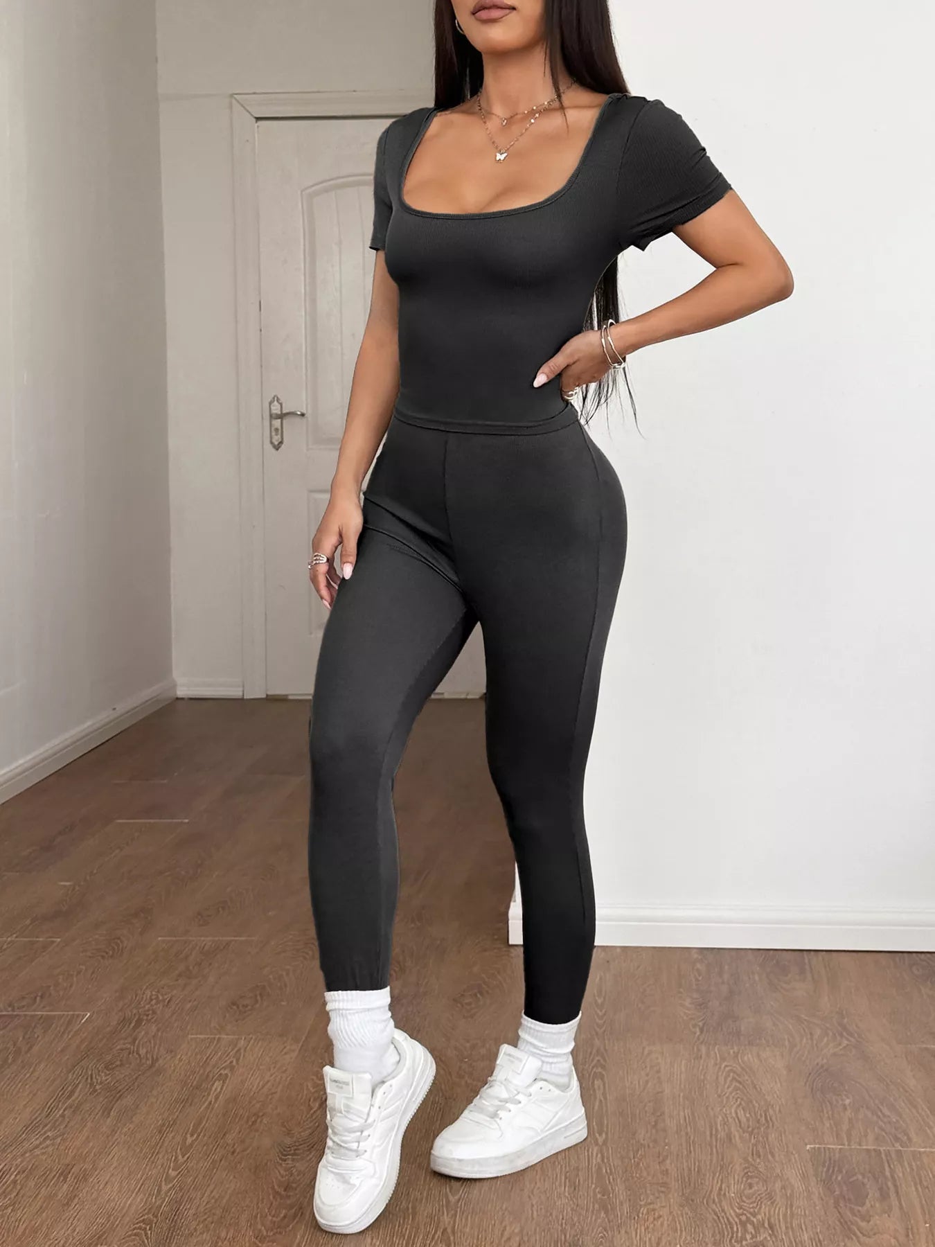 Short Sleeve Top and Leggings Set -
