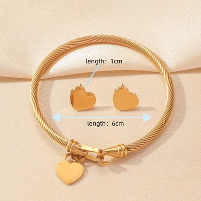Heart Earrings and Bracelet Jewelry Set -