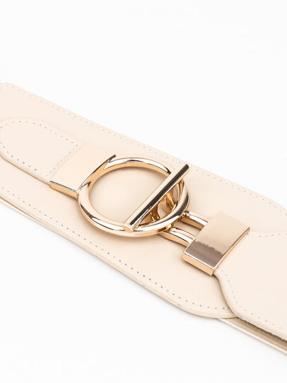 PU Elastic Wide Belt with Alloy Buckle -