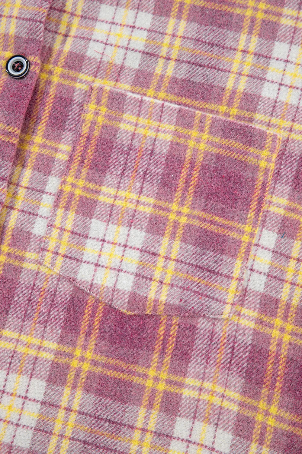 Plaid Collared Neck Button Up Shacket - Pink