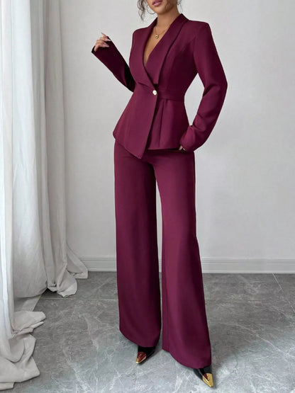 One Button Blazer and Pants Set -