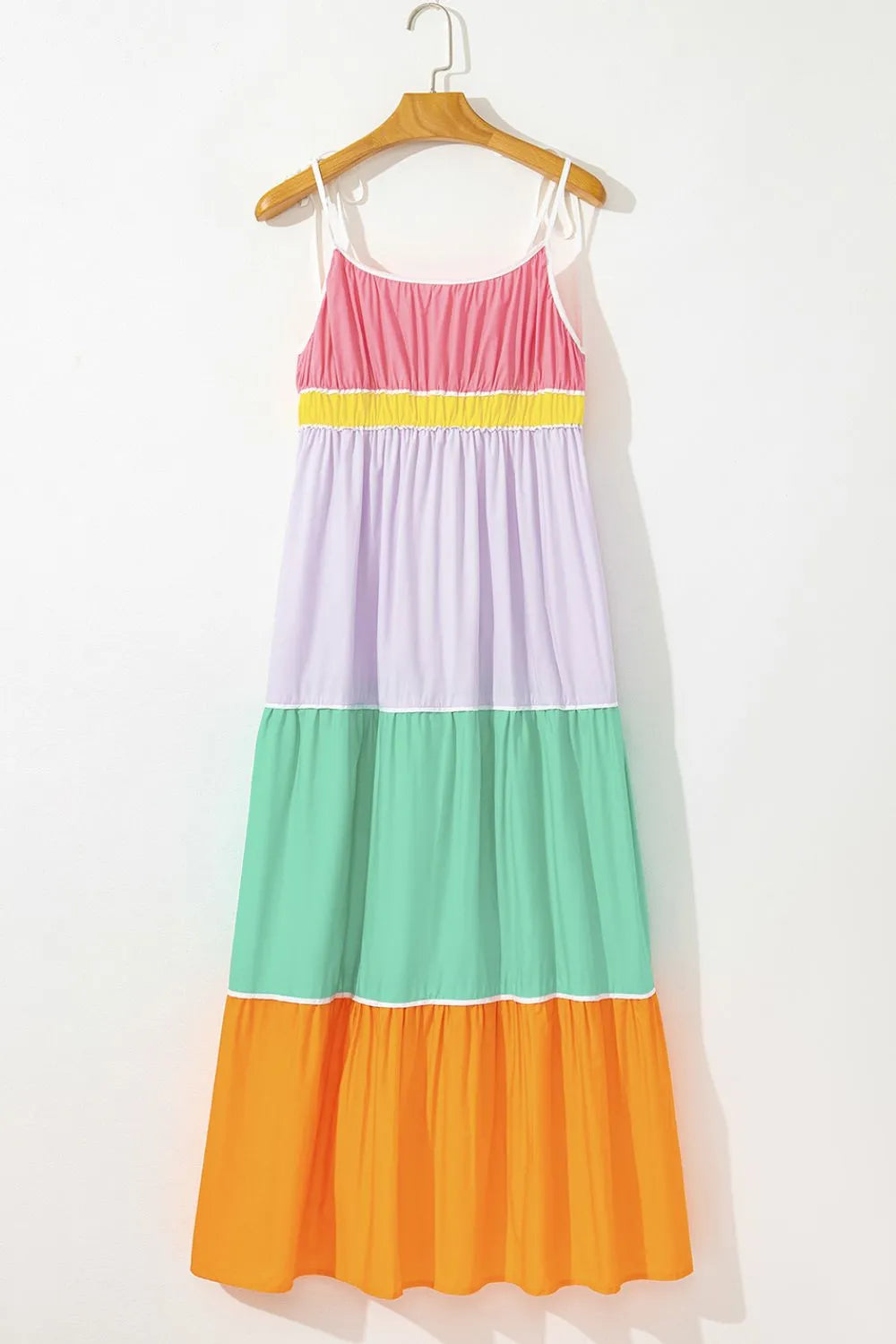 Color Block Flowy Tiered Maxi Dress -