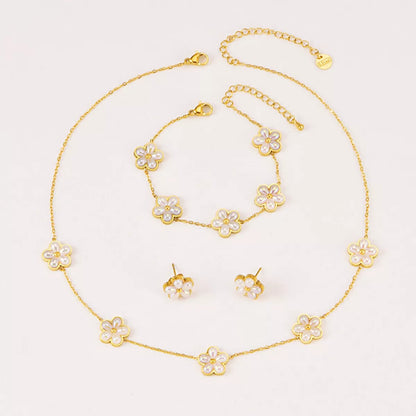 Gold Flower Jewelry Set -
