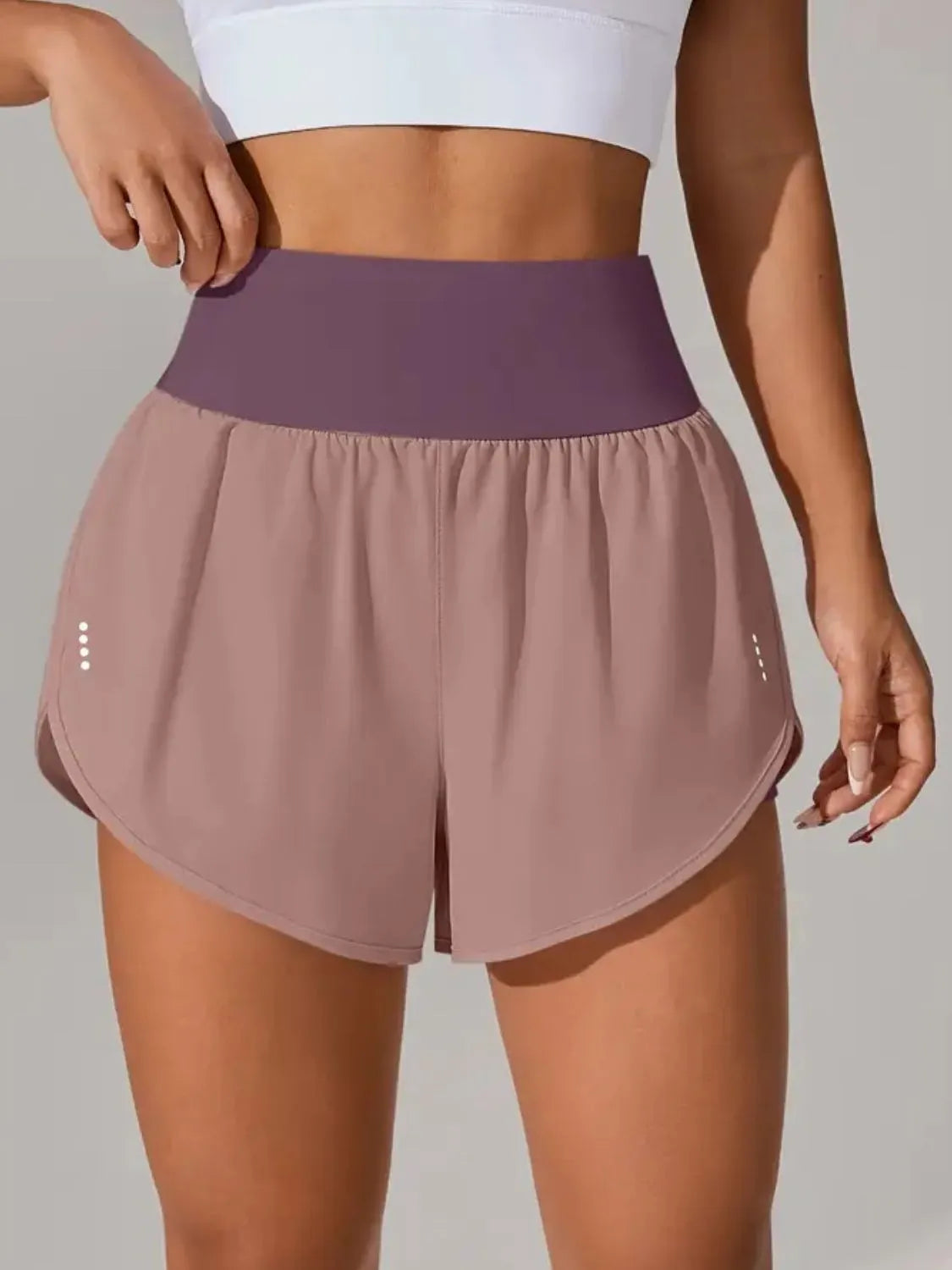 Pocketed High Waist Active Shorts - Dusty Pink