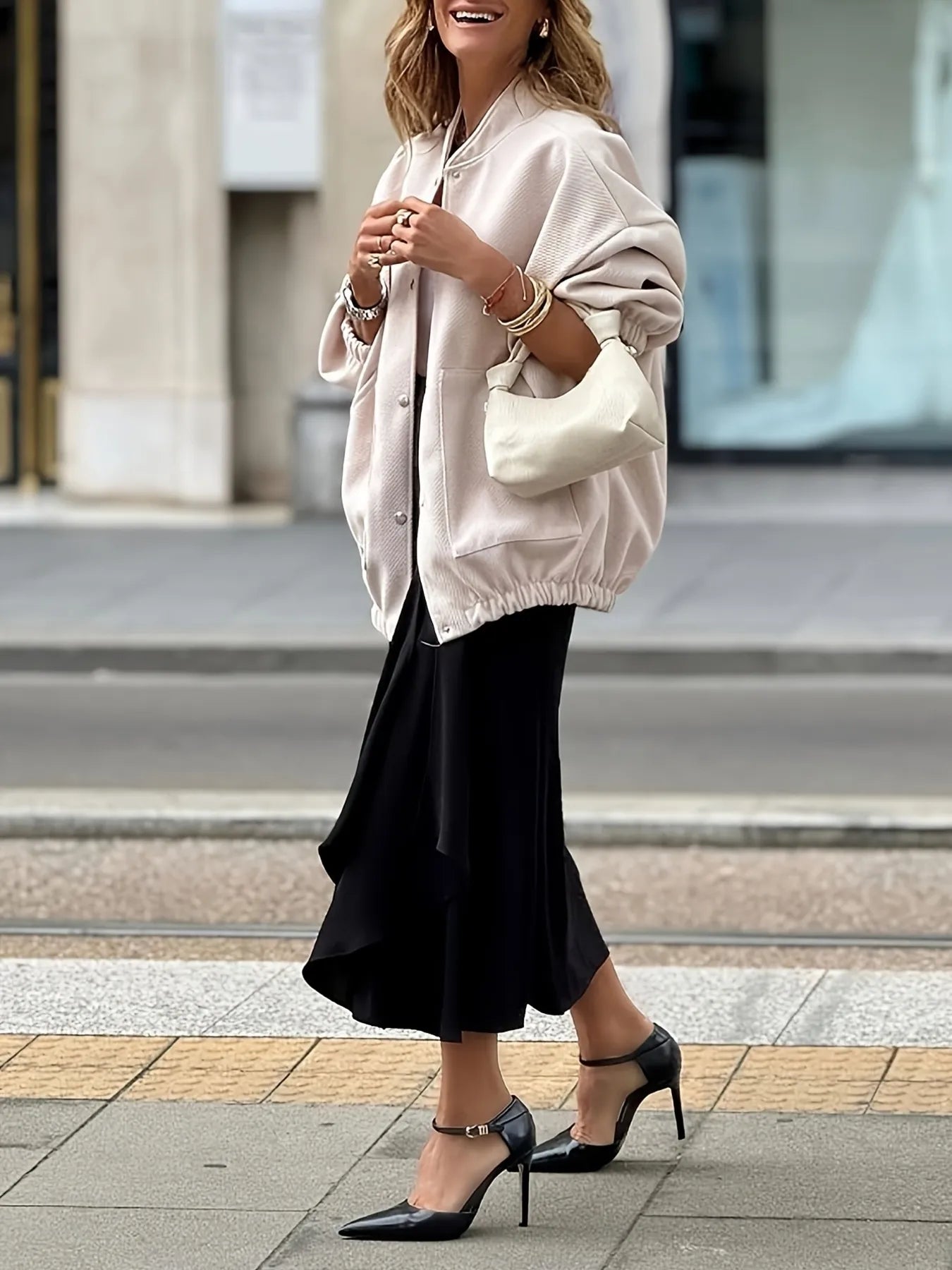 Button Up Long Sleeve Jacket - Apricot