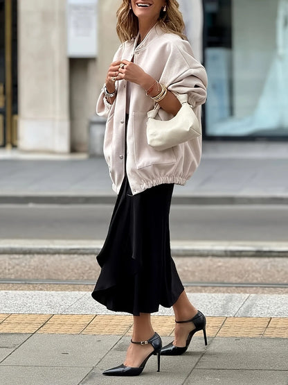 Button Up Long Sleeve Jacket - Apricot