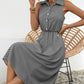 Striped Collared Neck Sleeveless Midi Dress | AdoreStarr