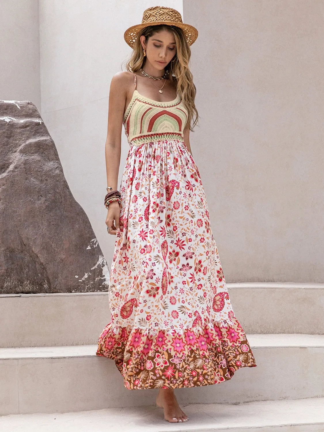 Printed Scoop Neck Cami Dress -