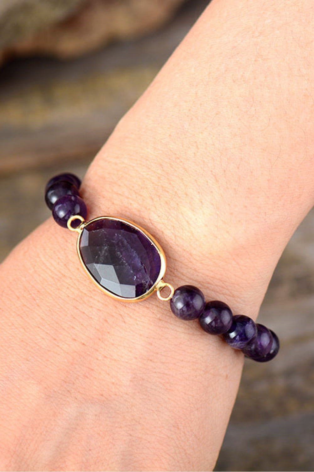 Handmade Amethyst Beaded Bracelet -