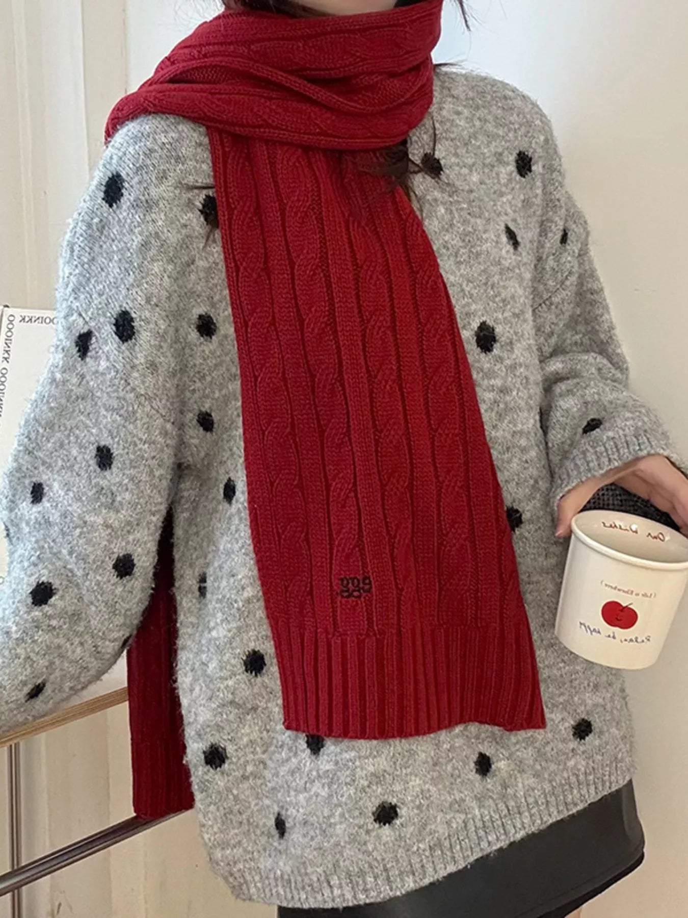 Ribbed Knitted Winter Scarf -