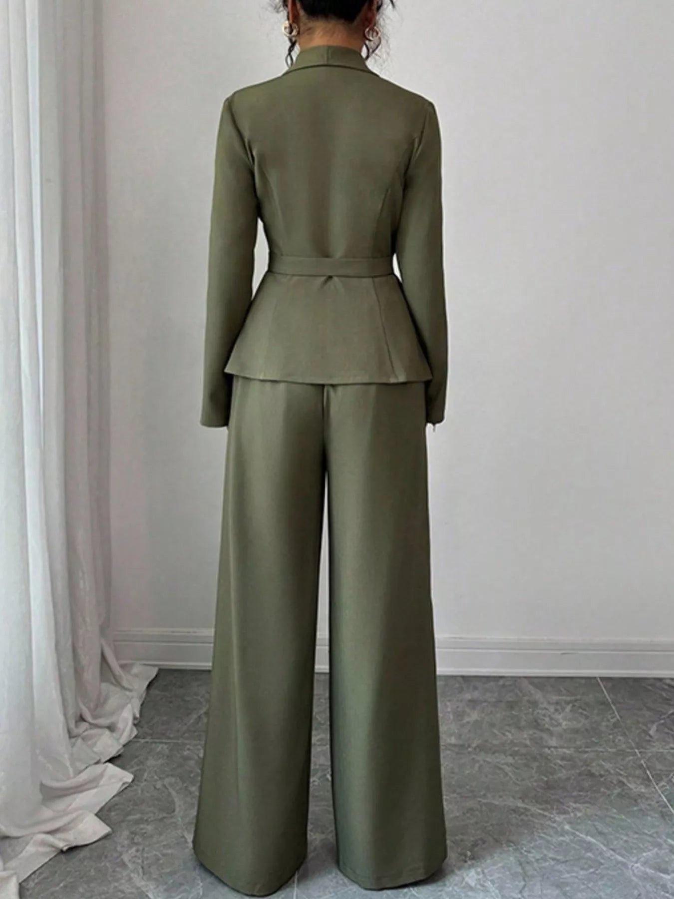 One Button Blazer and Pants Set -