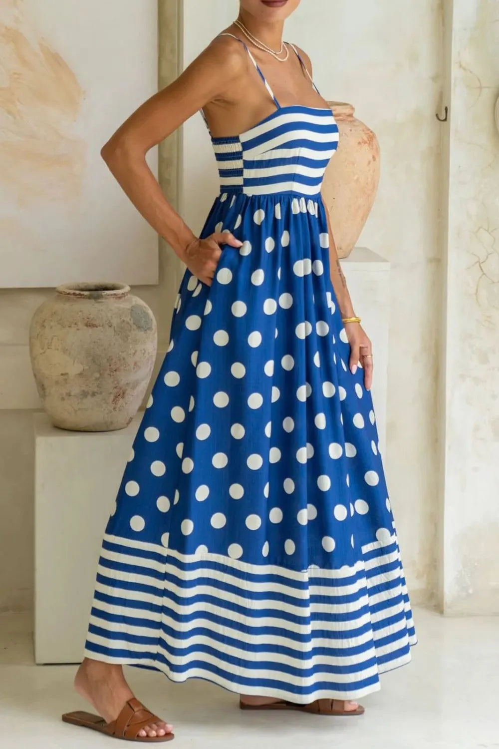 Polka Dot Square Neck Cami Dress -