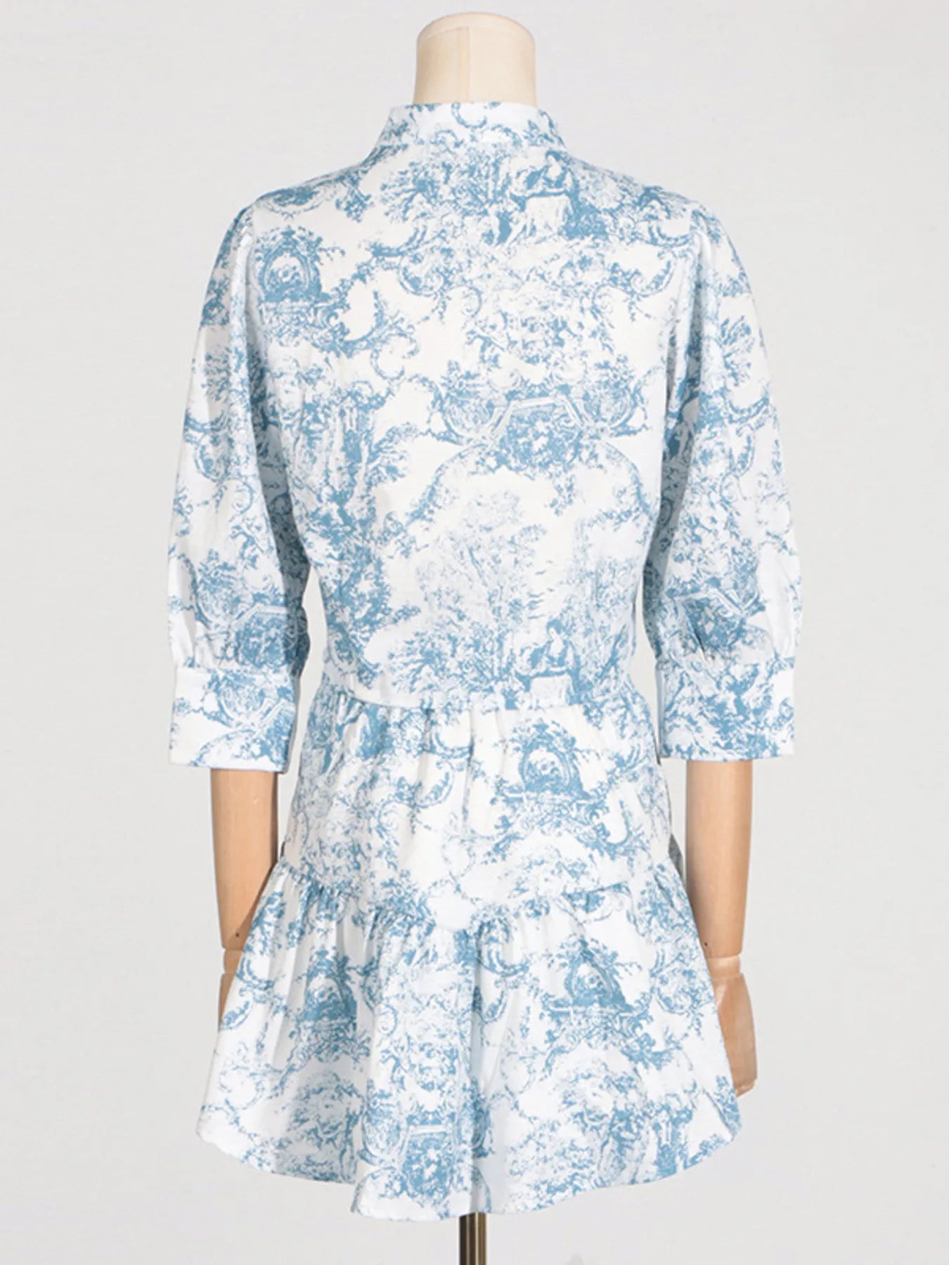 Printed Mock Neck Top and Skirt Set -
