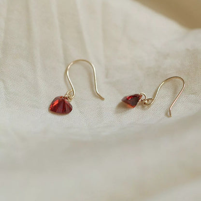 Zircon Heart Drop Earrings -