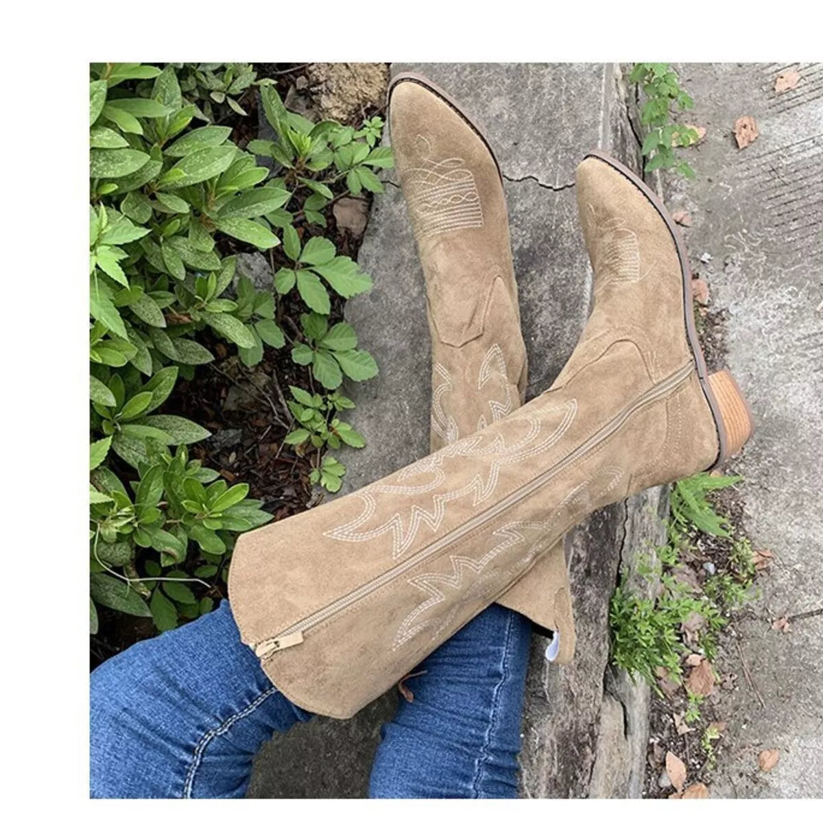 Point Toe Block Heels Boots -