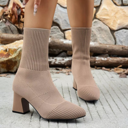 Point Toe Knit Sock Boots -