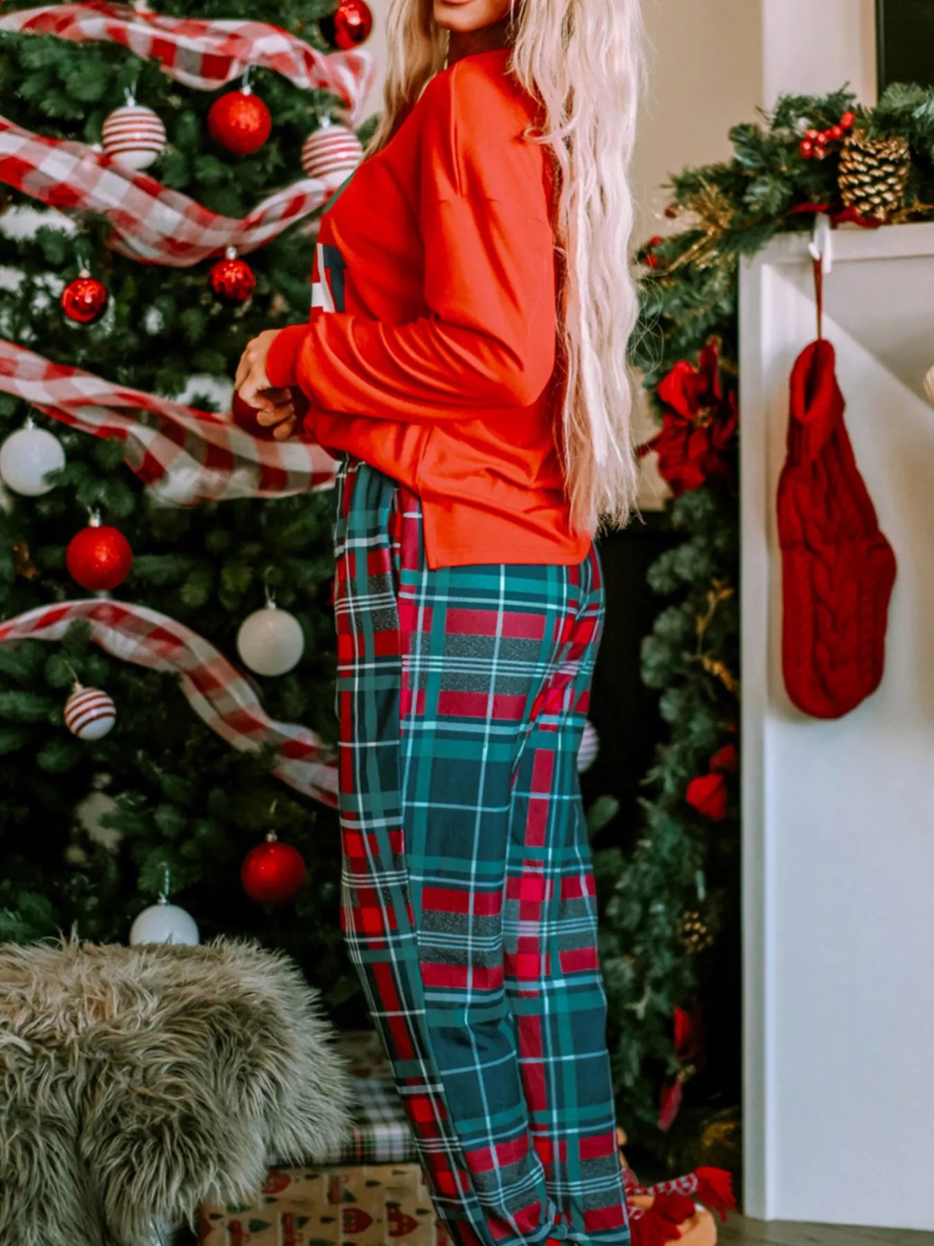 ALL IS BRIGHT Graphic Plaid Pajamas Set -