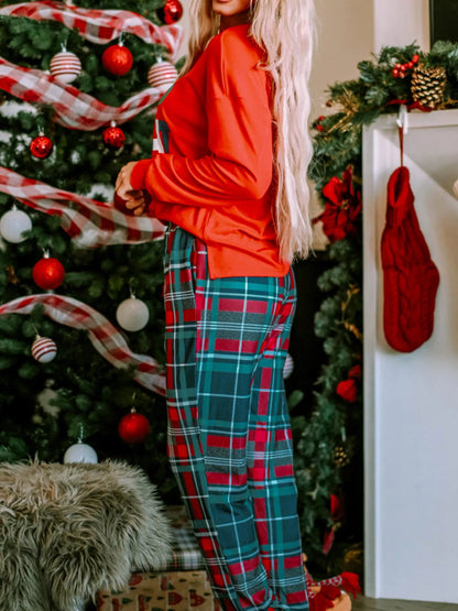 ALL IS BRIGHT Graphic Plaid Pajamas Set -