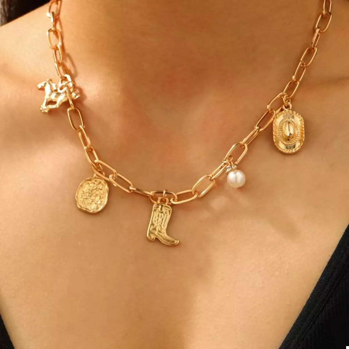 Charm Necklace and Bracelet Jewelry Set -