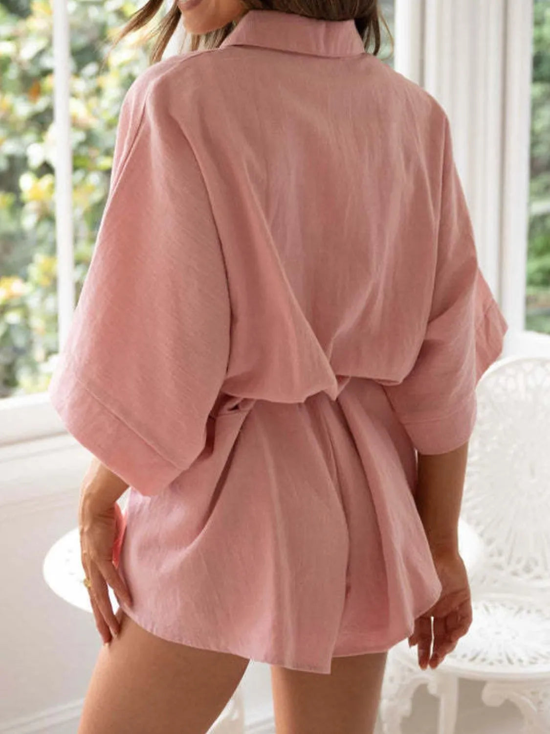 Collared Neck Half Sleeve Romper -