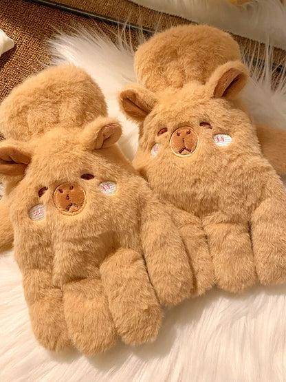 Cartoon Animal Plush Gloves -