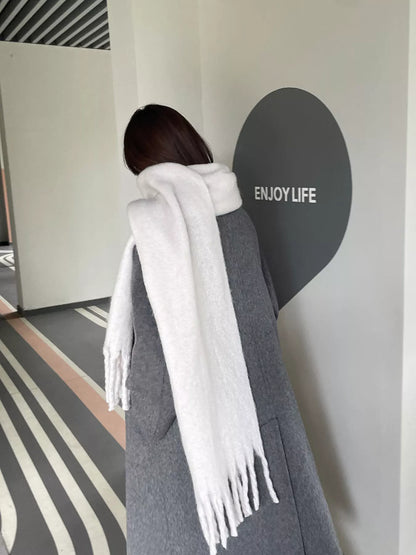 Solid Color Fringe Scarf -