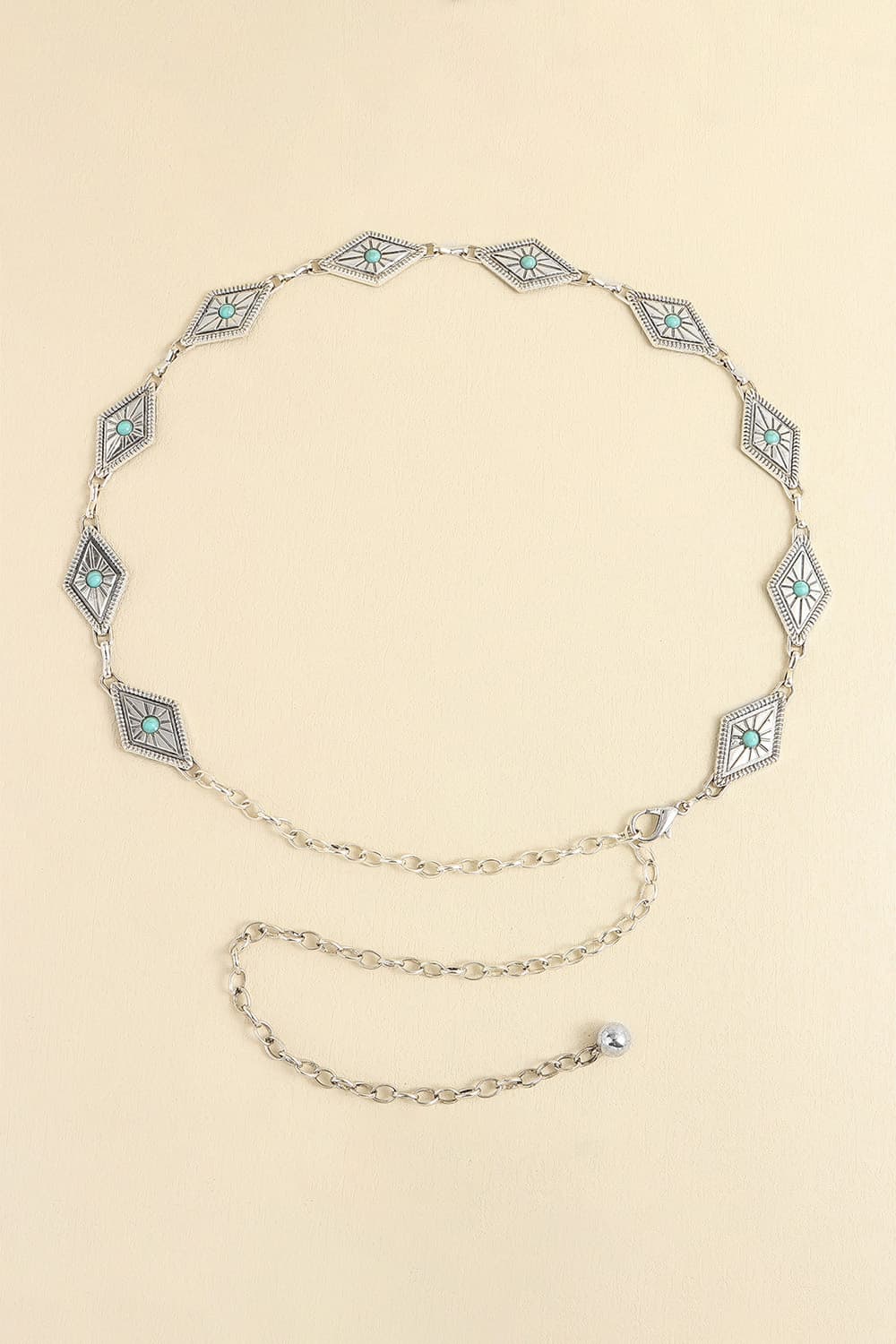 Vintage Turquoise Alloy Belt - Style E One Size