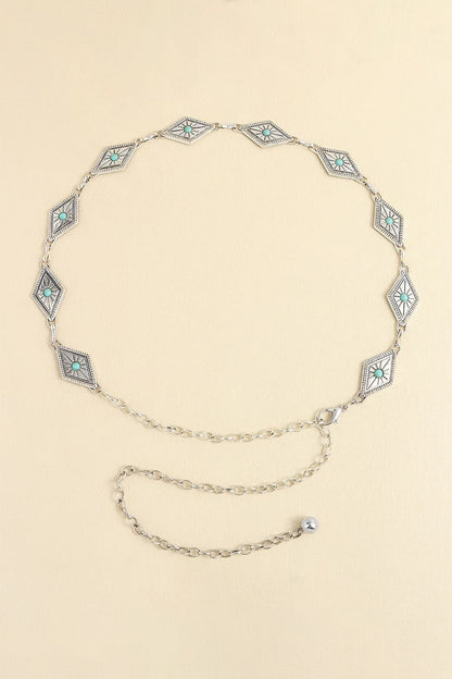 Vintage Turquoise Alloy Belt - Style E One Size