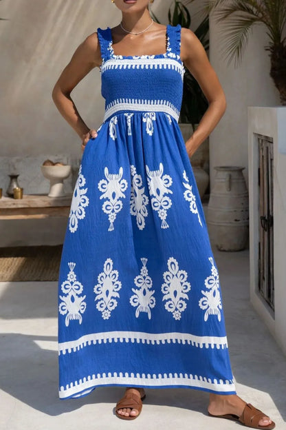 Printed Square Neck Cami Dress -