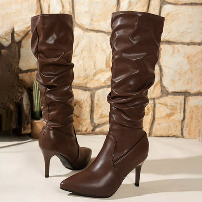 Pointed-Toe Stiletto Heel Knee-High Boots -