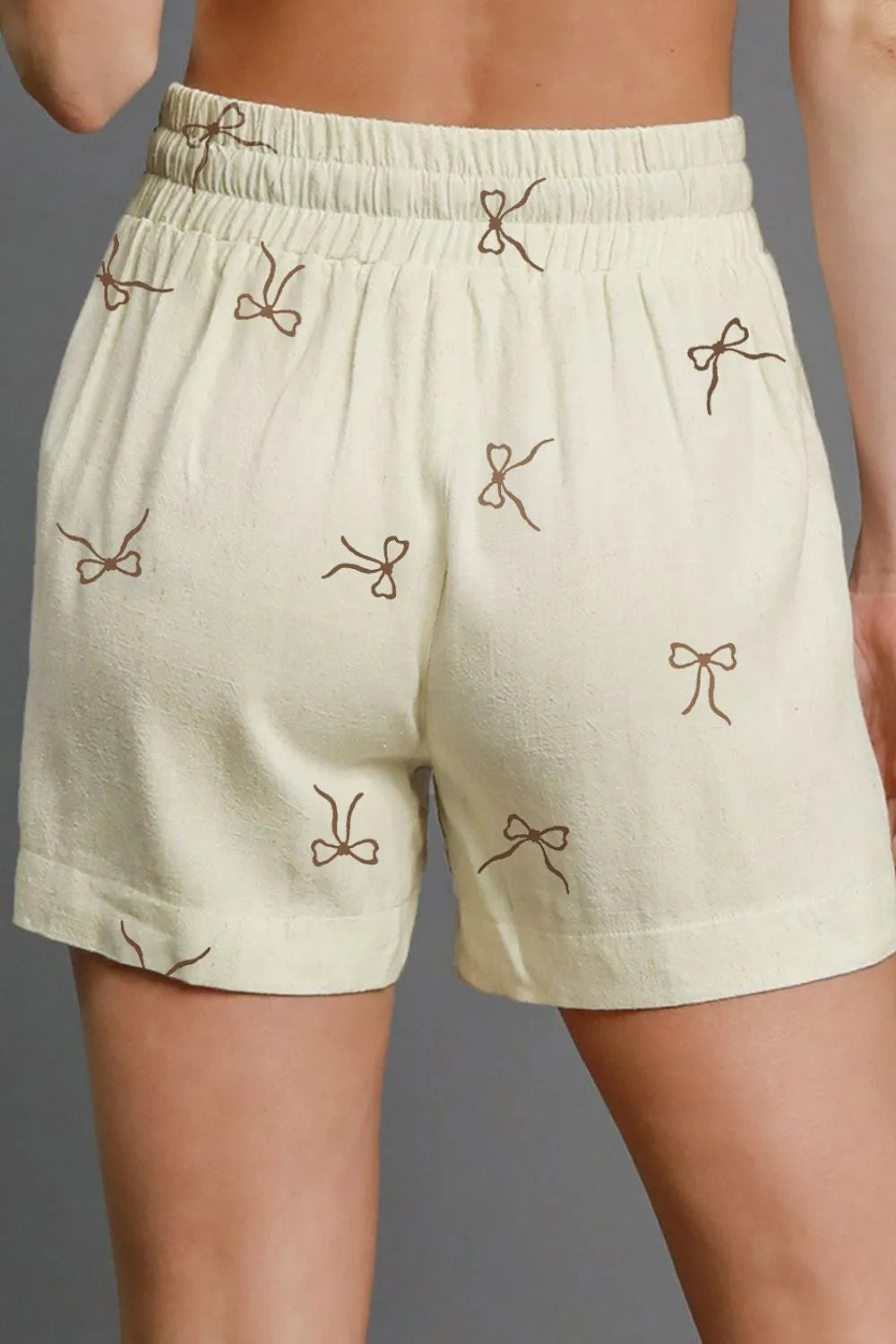 Bow Print Lace Drawstring Casual Shorts -