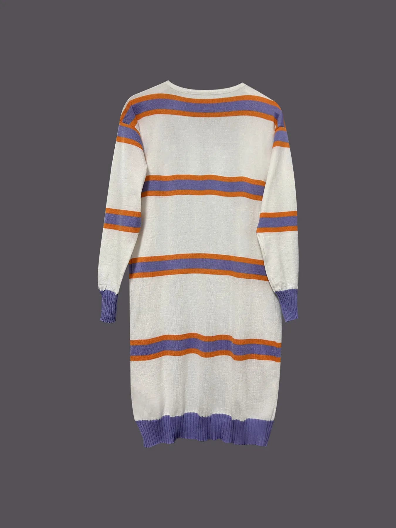 Striped Open Front Longline Cardigan - Lavender
