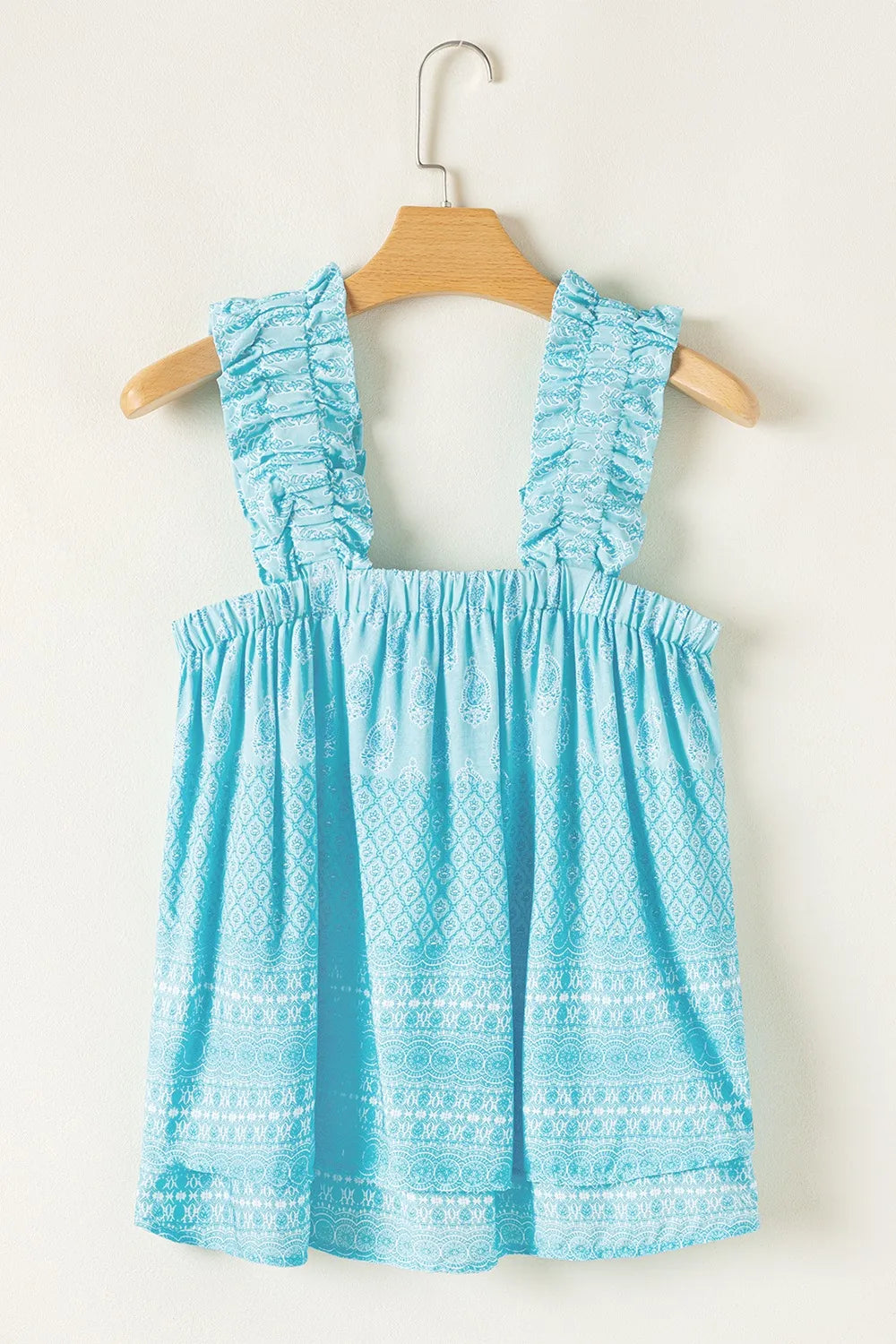 Printed Ruffled Wide Straps Tank -