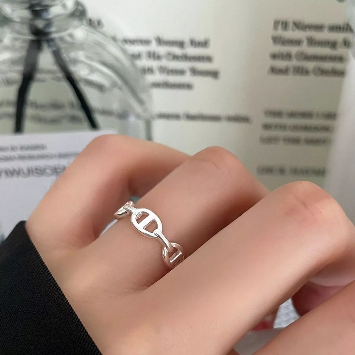 Sterling Silver Geometric Ring - Silver One Size