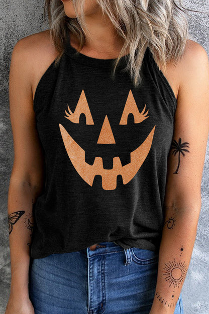 Jack-O'-Lantern Graphic Tank Top - Black