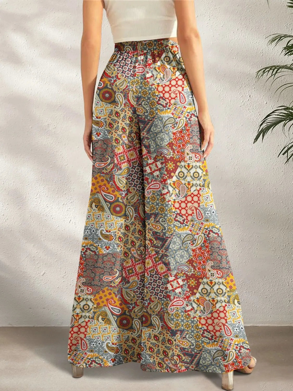 Printed Wide Leg Pants -